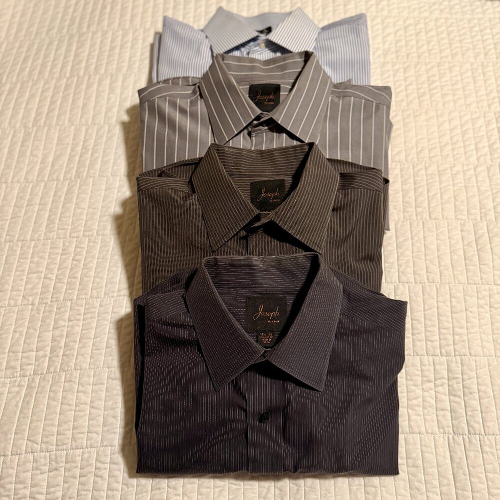 JOSEPH A BANKS MENS DRESS SHIRTS, SET OF 4, SIZE 16.5 X 34, 100% NO-IRON COTTON - Picture 2 of 16